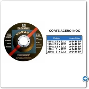 Disco de corte para acero e inox